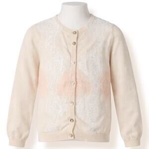 Dolce & Gabbana Girls Beige Cashmere Silk Lace Knit Cardigan Sweater Size 5